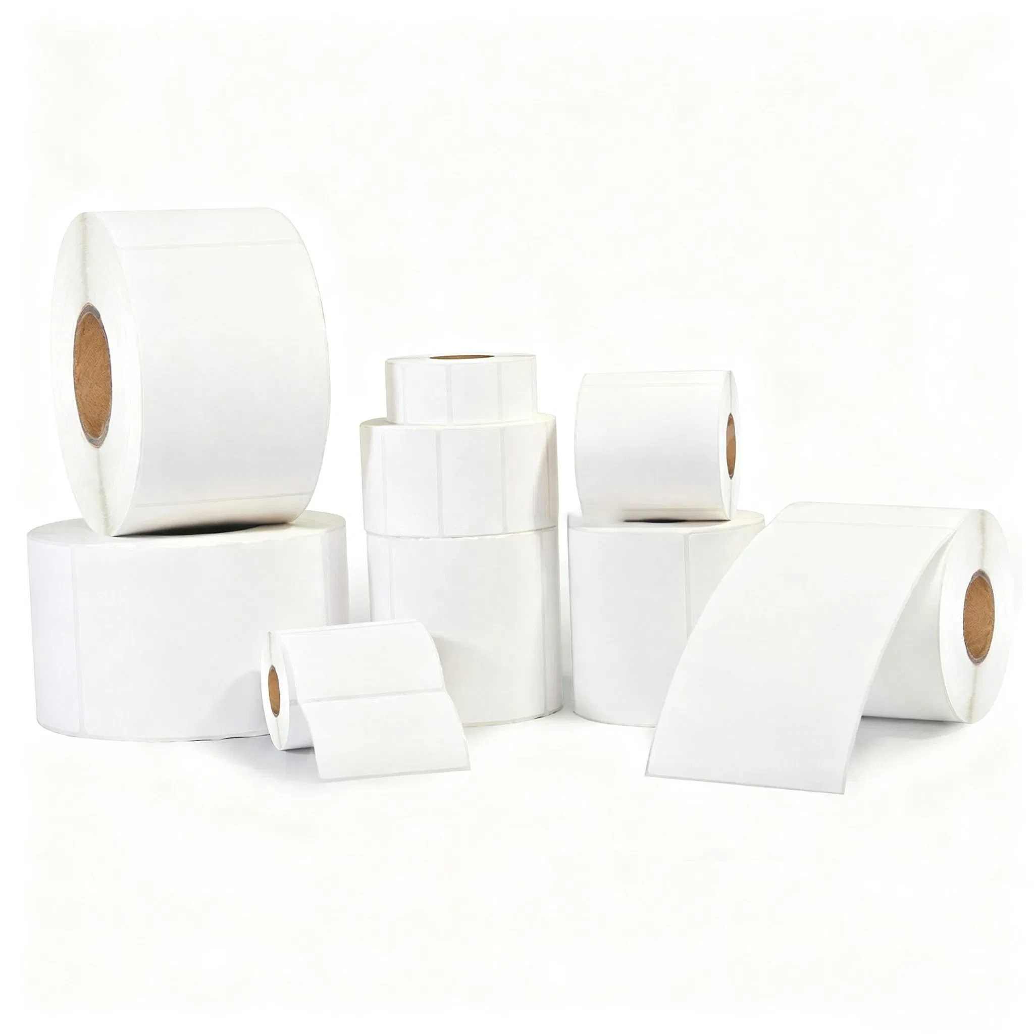 Custom Direct Thermal Synthetic Label Paper Rolls Waterproof Strong Adhesive Blank Thermal PP Barcode Labe 1