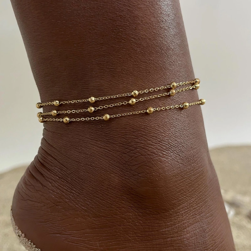 Electroplated 18k Gold Geometric Shape Women Stainless Steel Anklet 1