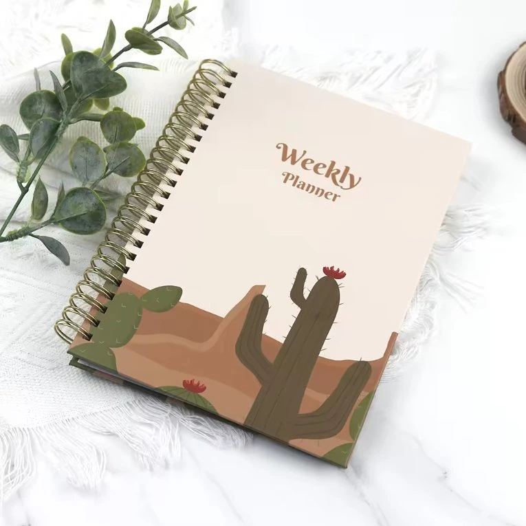 卸売ハードカバースパイラルジャーナルカスタムマンスリーアジェンダプランナーノートブック印刷 1