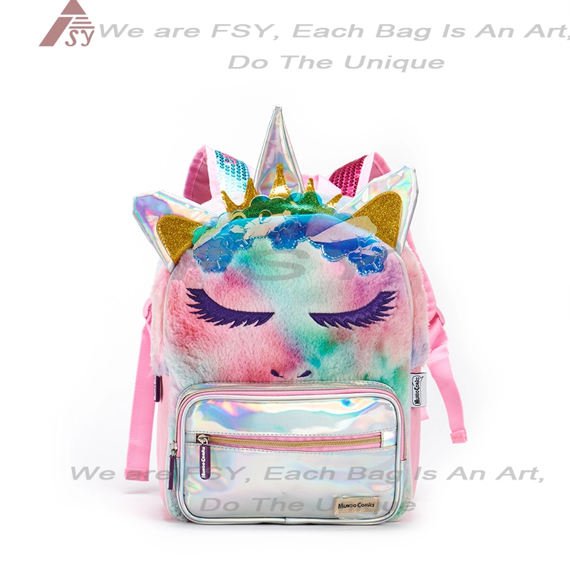 School Bags Backpack For Girl Wholesale Furry Unicorn Children School Bag Backpack For Girls 1