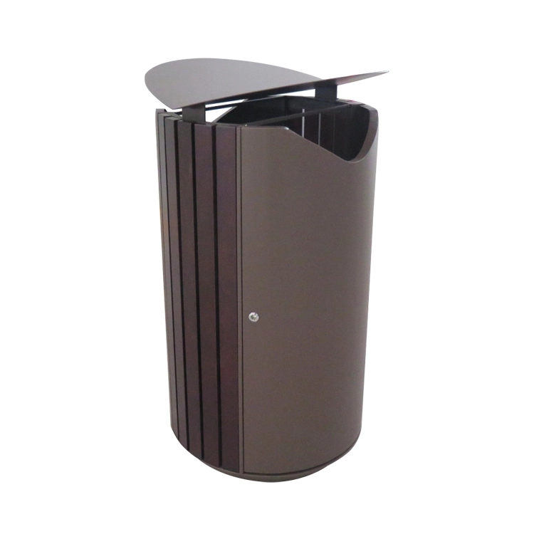 Hot Selling Outdoor Garden Stand Recycling Bins Outside Wooden And Steel Garbage Can Park Big Wood Trash Can 1