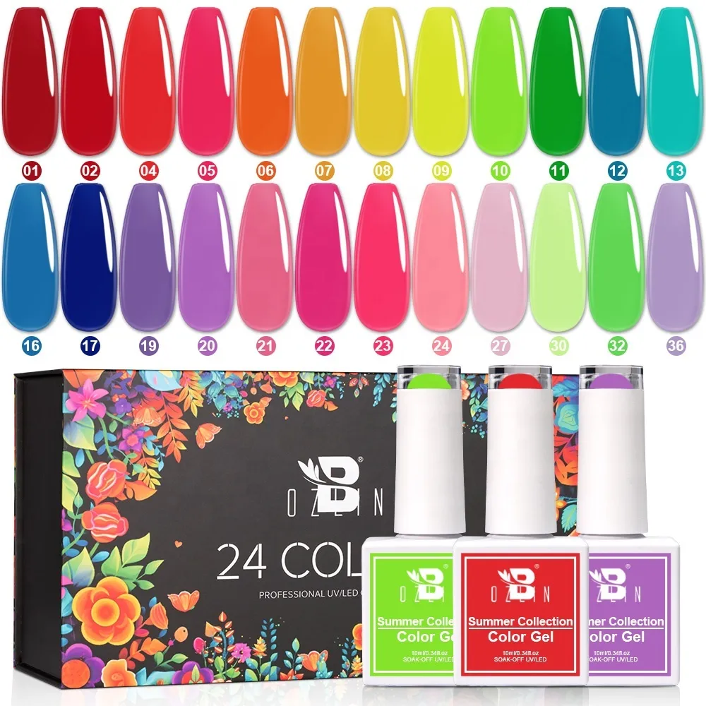 Kit de vernis à ongles gel Bozlin 24 couleurs 10 ml, vente en gros 1