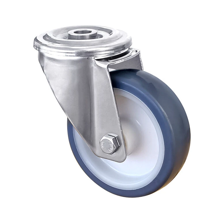 European Type Series Industrial Casters 3.5/4/5 Inch Tpr Wheel 100mm Bolt Hole Swivel Samped Style Caster Wheel 1