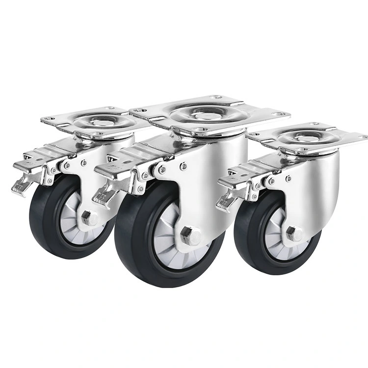 Black 5 Inch 4 Inch Dual Brake Hi-elastic Tpr Caster Wheel Industrial Casters Mid Heavy Duty 1