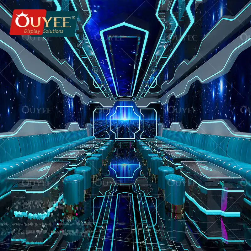 Sofá de boate e luzes de teto para design e decoração de interiores de bar. 1