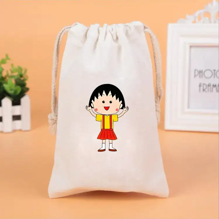 Custom Pattern Text Canvas Grocery Shopping Storage Drawstring Tote Bag 1