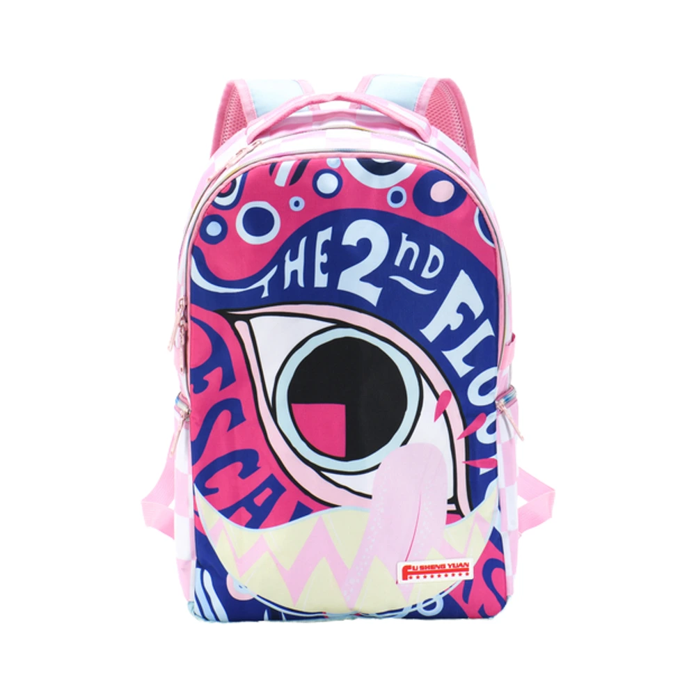 Teenager Student Backpack Outdoor Travel School Pink Backpacks For Girls Graffiti Eye Backpack Women Leather Pvc Geometric Bag 1