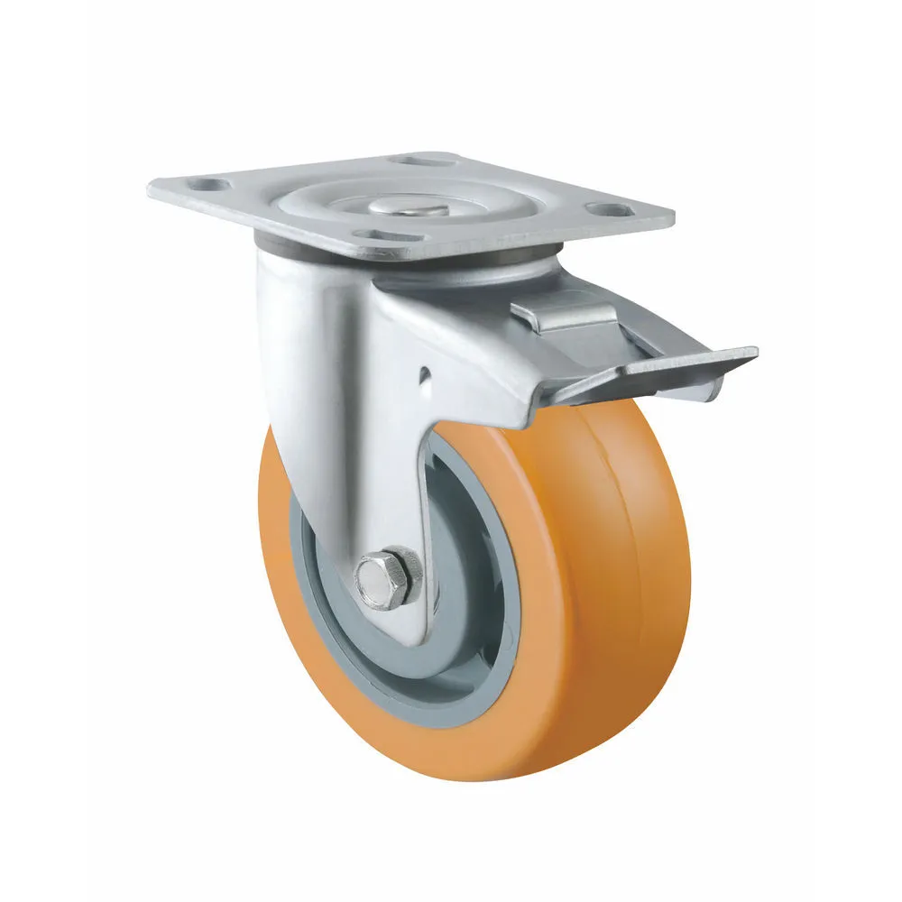4 5 6 Medium Heavy Duty Pu Castor Trolley Wheel Industrial Swivel Caster 1