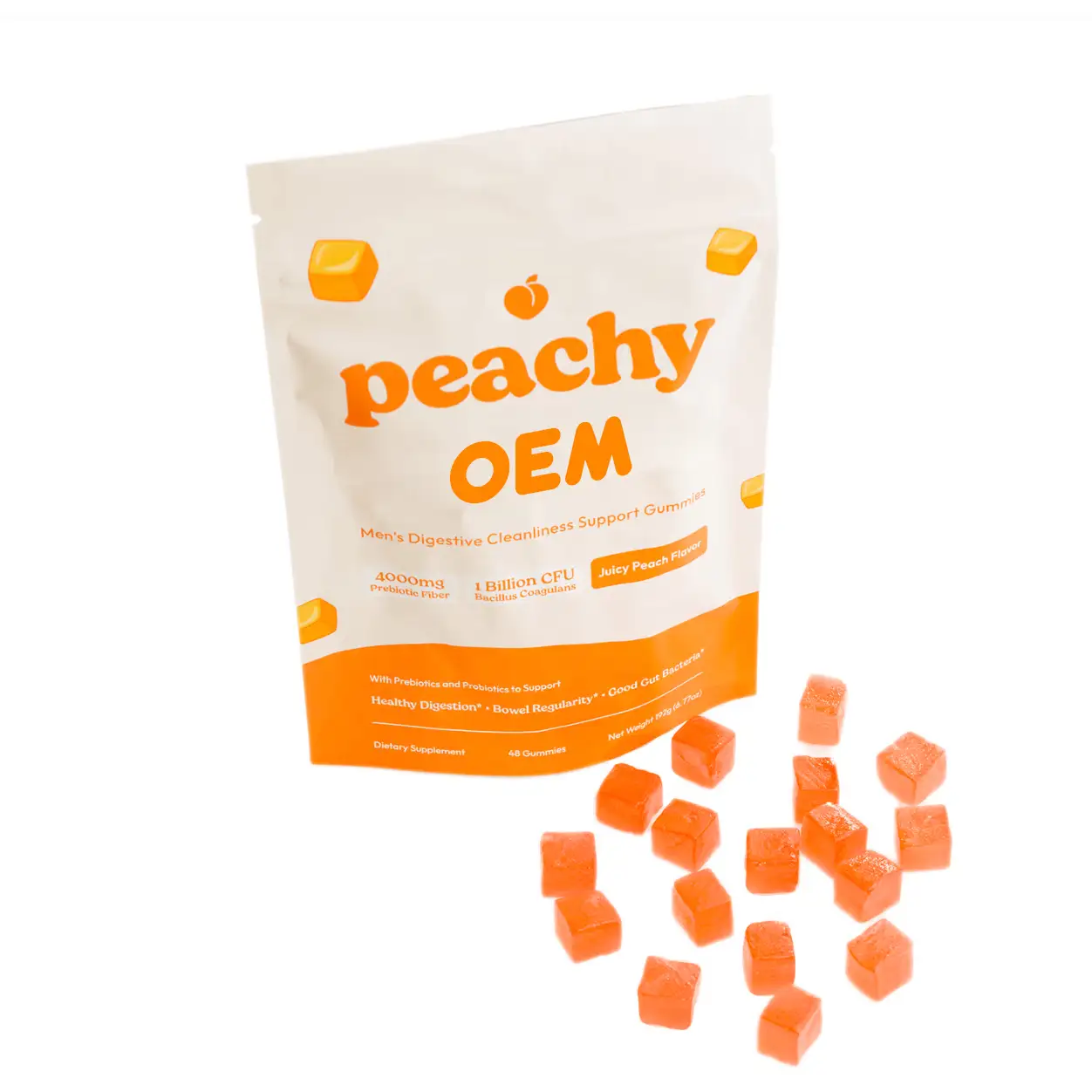 Men's Digestive Peach Vit Gummy w/ Prebiotic & B. coagulans 1
