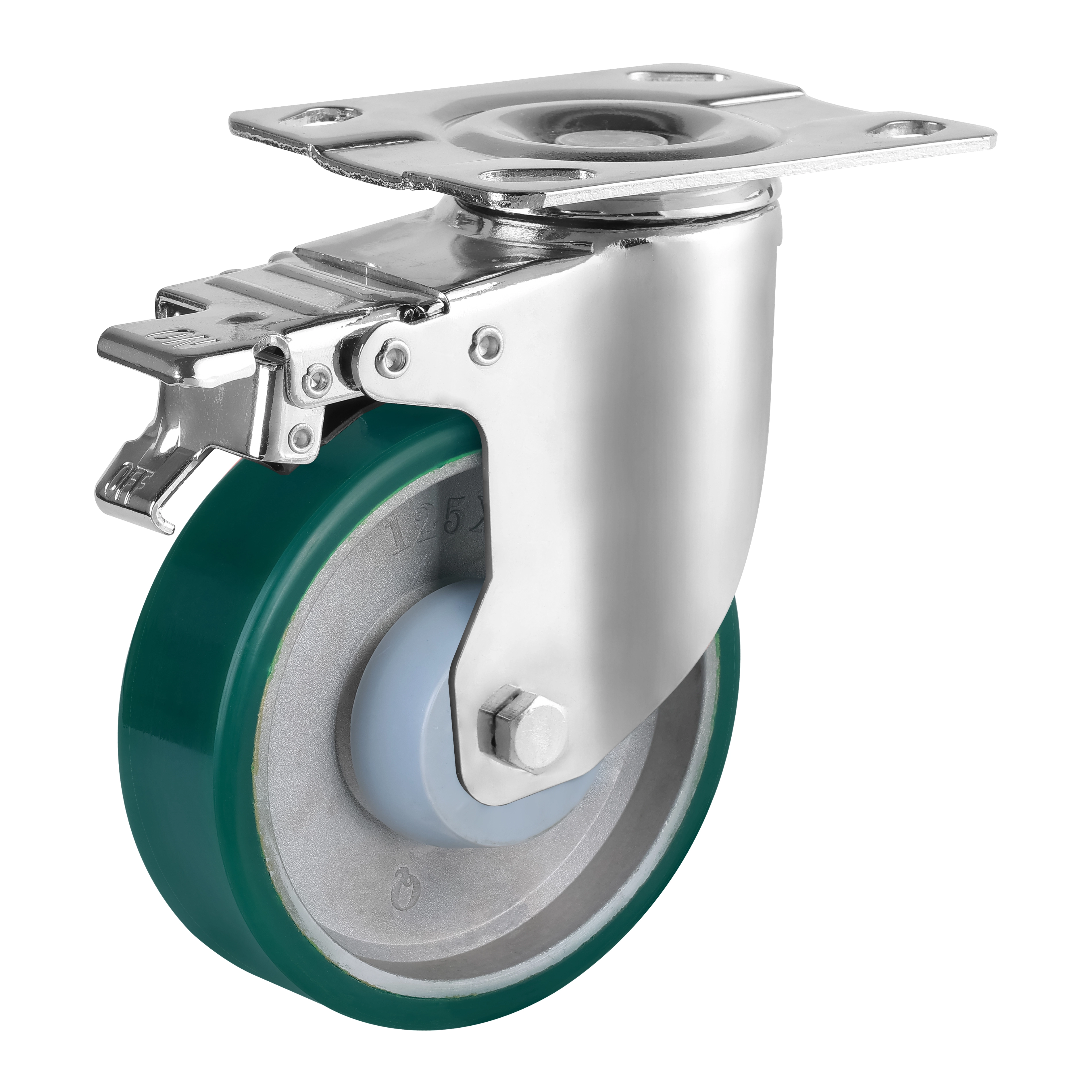320 Kg Heavy Loading 5 Inches Wheels Casters Industrial Swivel Total Brake Tool Cart Aluminum Core Cast Pu Castor Wheel 1
