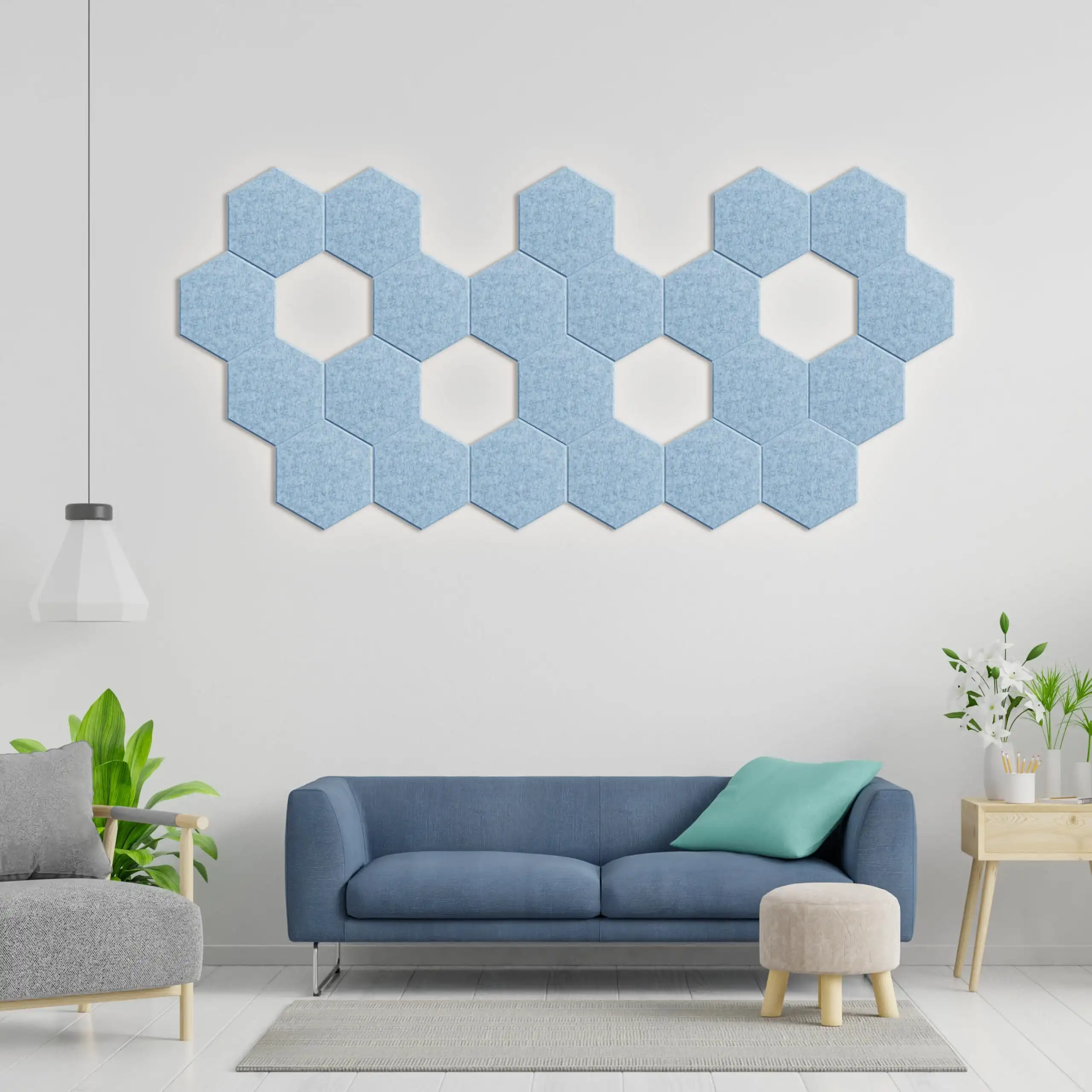 פאנלים אקוסטיים לתקרה מפוליאסטר PET 30x30 ס"מ (11.8x11.8 אינץ') אטומים לרעש בתוך הבית 1