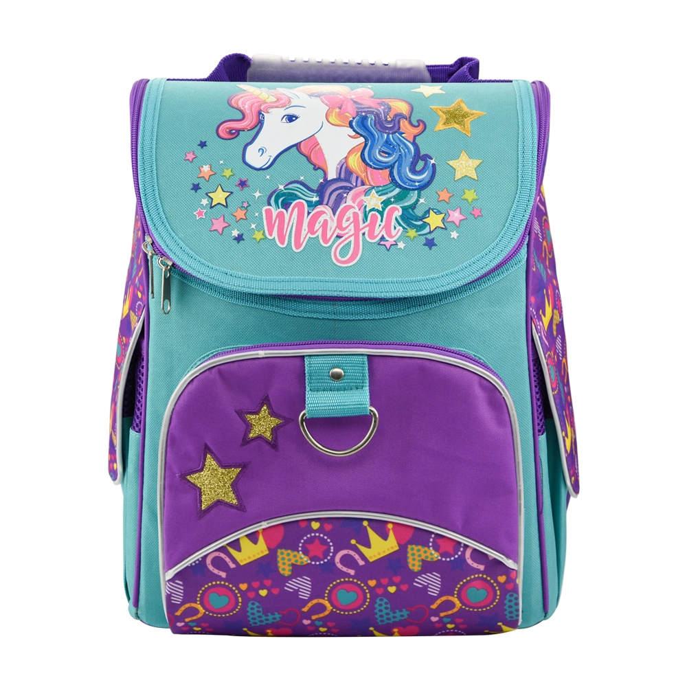 Fashion custom  Hot Sale High Quality Printed Girls Purple School Bag Cartoon Unicorn Kindergarten Student Backpack Kids 1