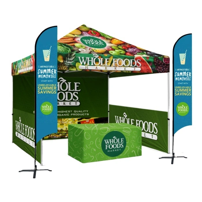 10x10 Baldachinzelt für den Lebensmittelmarkt, individuelles Logo für den Außenbereich, Strandzelt mit One-Push-Aufbau – Sonnenschutz für den Außenbereich für Veranstaltungen, Partys, Camping 1