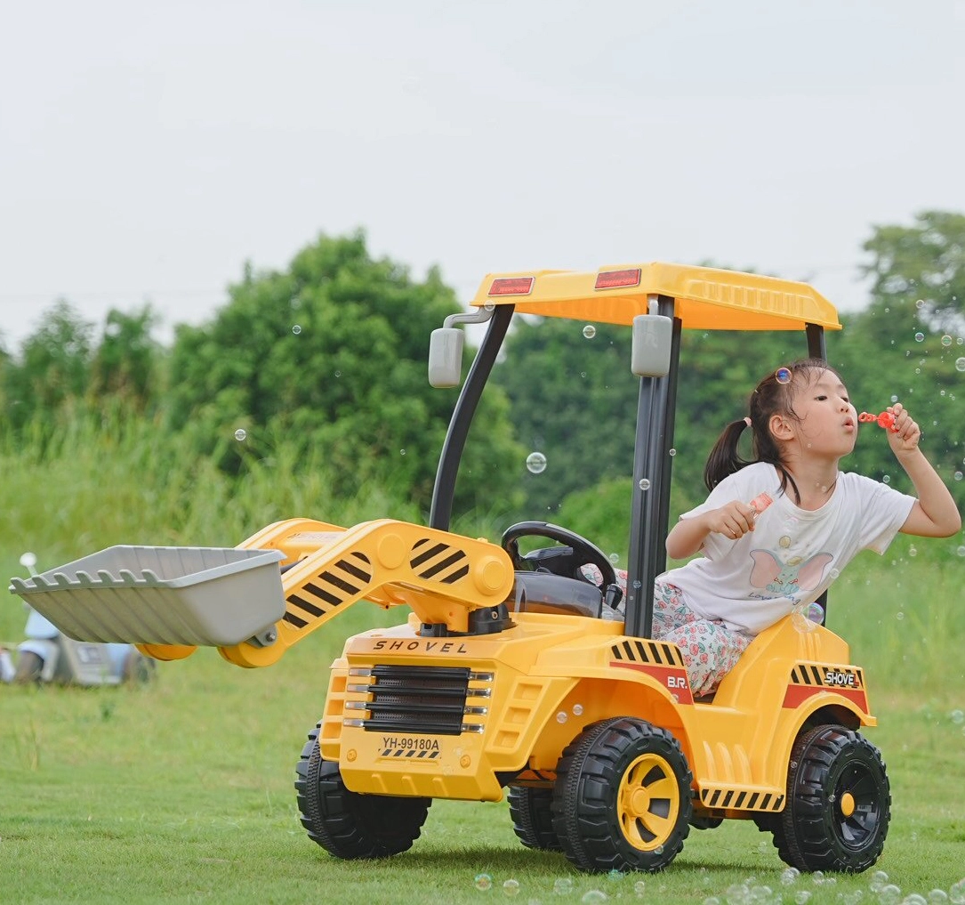 Rear Shock Absorbers Electric Ride-on Shovel Loader For Toddlers Double Motor Storage Box 1