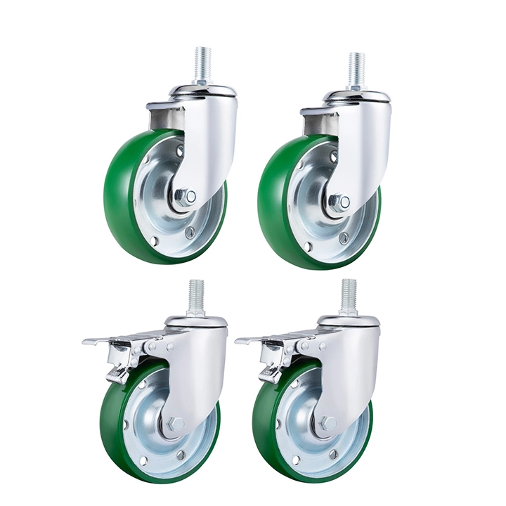 456cast Iron Pu Trolley Caster Wheels 4inch Polyurethane Medium Duty Casters Wheels Manufacturer 1