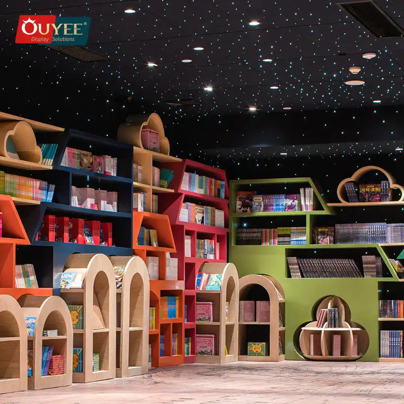 خزانة عرض خشبية للمكتبة - حامل مكتبة مدرسية ومكتبة للأطفال 1