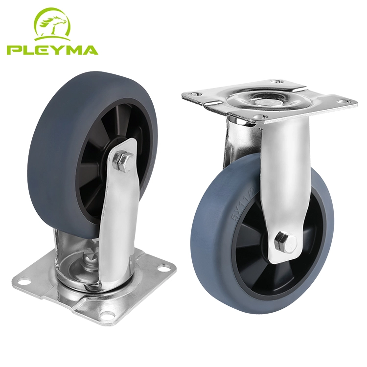 Oem Odm Medium Heavy Duty 3 4 5 6 Wheel Double Ball Bearingstpr Silent 5inch 125mm Cart Casters 1