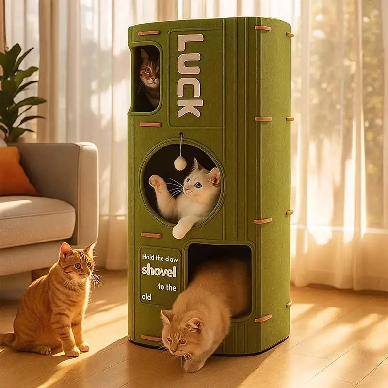 Maison d'intérieur fermée pour chat avec lit pour chat en fibre de polyester insonorisante 1