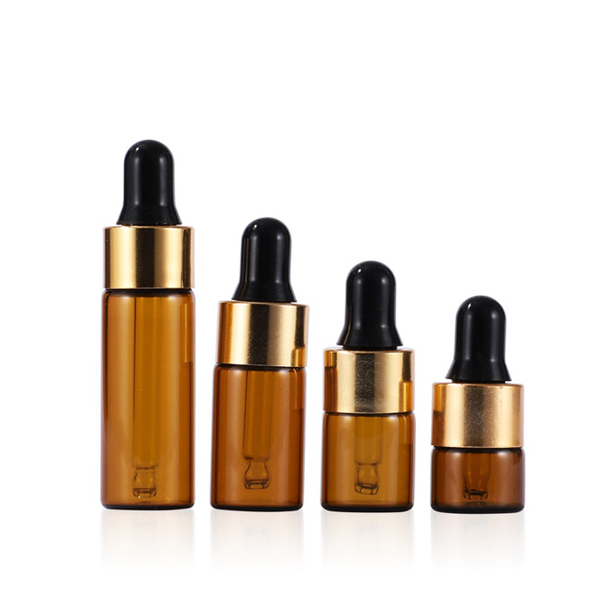 3ml Amber Glass Dropper Vial for Essential Oils Empty Bottle with Black Screw Cap 1
