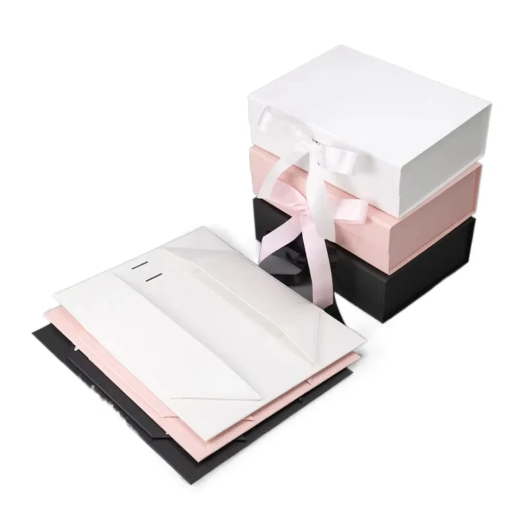 علب هدايا صلبة متعددة الألوان بالجملة مع تفاصيل شريط ساتان - تغليف متعدد الاستخدامات للهدايا الفاخرة 1