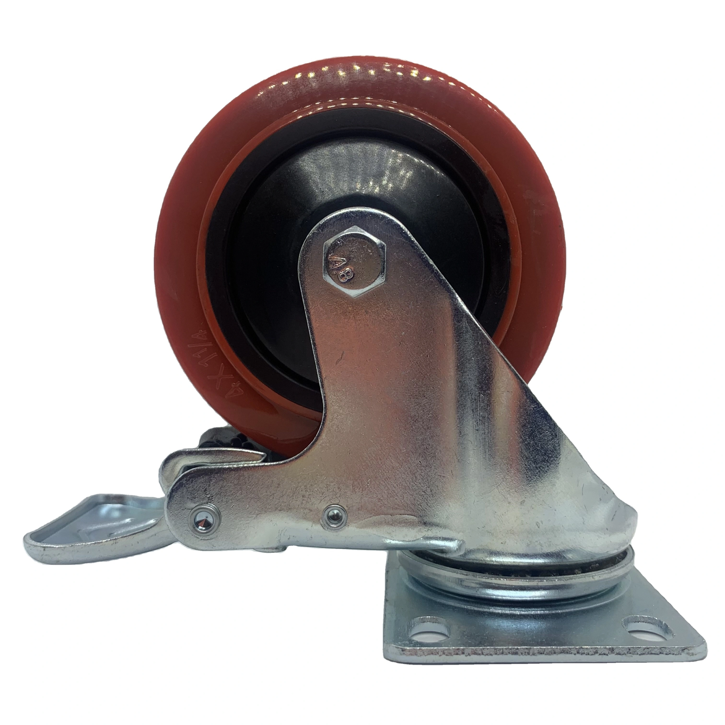 4 Inch 100mm Plate Heavy Duty Detachable Industrial Lock Replacement Dolly Carys Integrated Universal Pu Trolley Wheel Caster 1