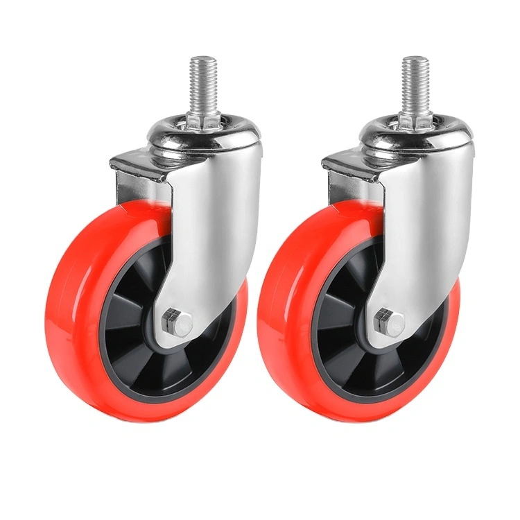 Pu Universal Wheel Heavy Duty Caster Industrial Cart Shelf 3 4 5 6 8 Wear-resistant Silent Caster 1