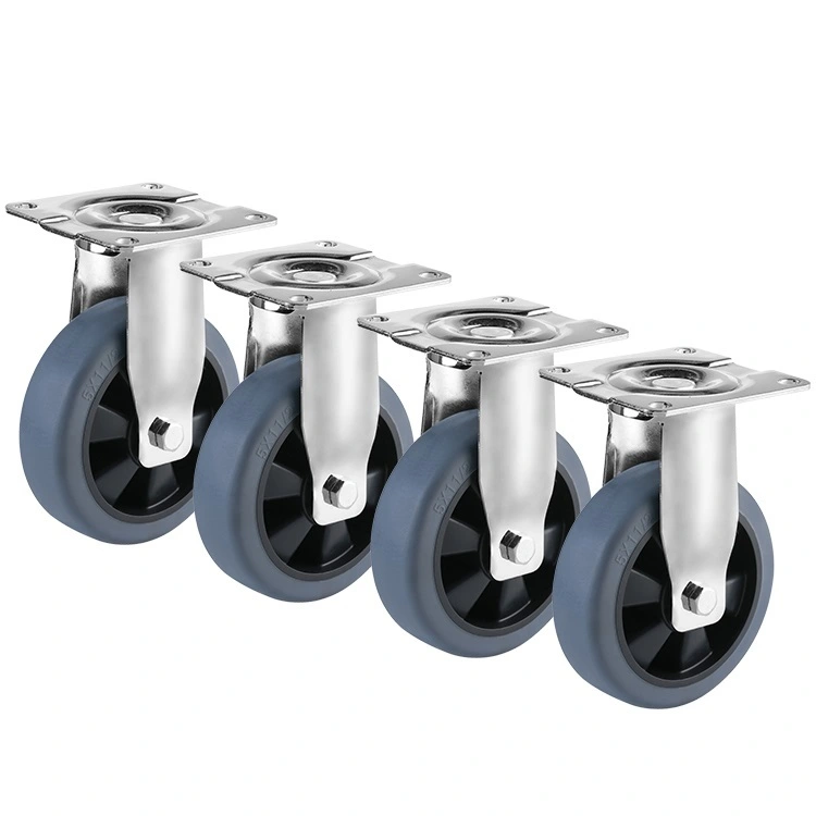 Mid Heavy Duty Castor Trolley Wheels Thermoplastic Rubber With 38mm Width Tpr Oem/odm Supported 5 Inch Casters 1