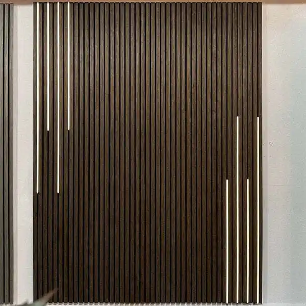Wooden Slat Acoustic Panel Sound Absorption Wall Panel with LED Light 1