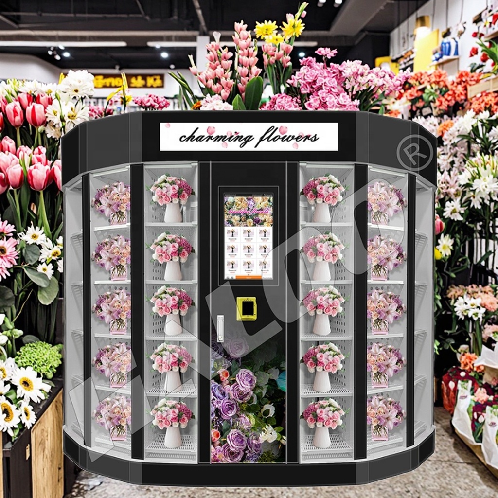 Haloo 22-inch Touch Screen Fully Automatic Outdoor Flower Vending Machine With Cooling System To Keep Fresh 1