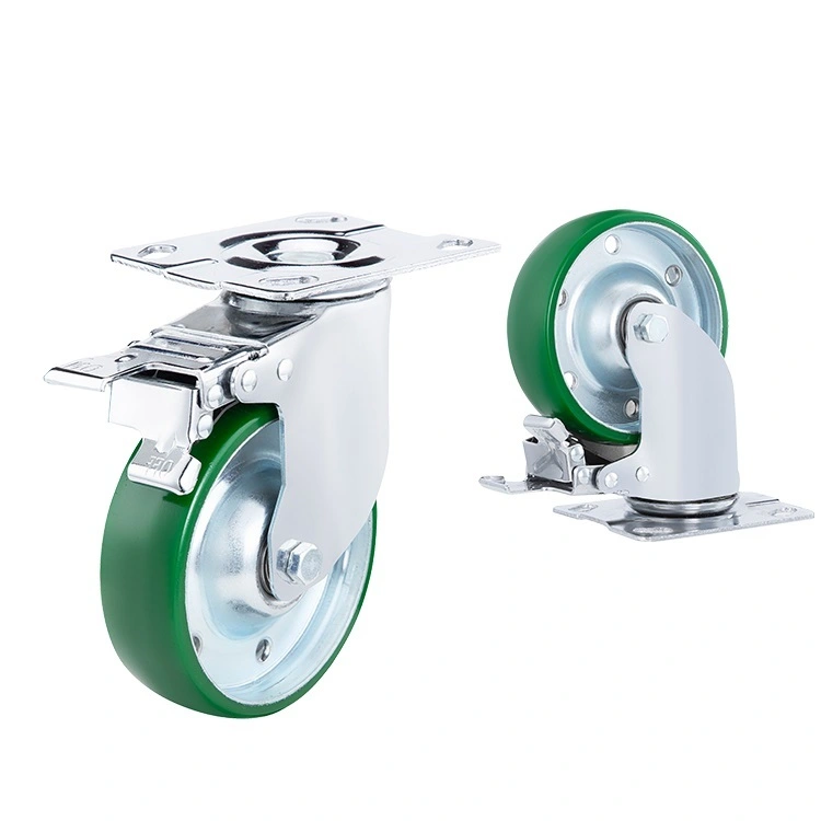 4/5/6 Inch Top Plate Medium Heavy Duty Castors Polyurethane Cart Swivel Casters Industrial Caster Wheel 1