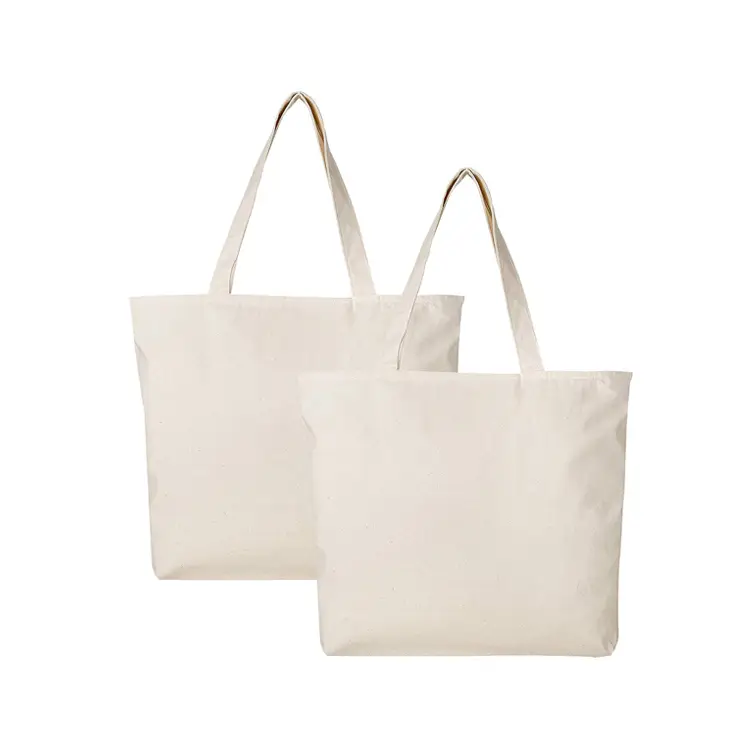 可重複使用定製圖案文字純色拉鍊旅行帆布手提袋 1