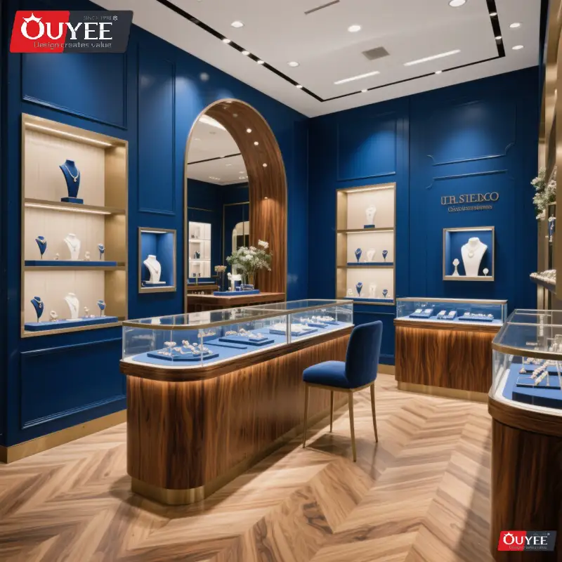 3D-Schmuckgeschäft-Inneneinrichtung Ladenmöbel Glasvitrine 1