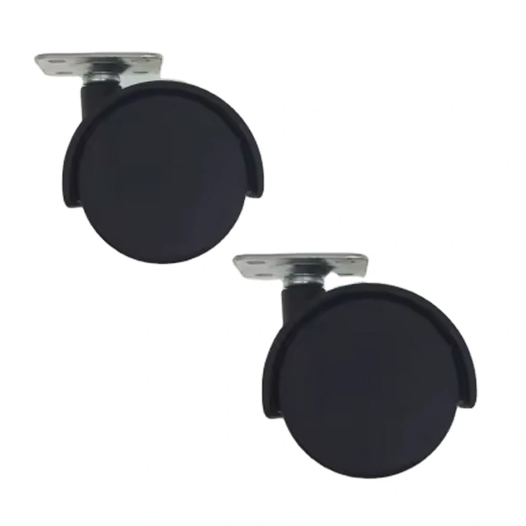 50mm Black Top Plate Caster Nylon Twin Sound Furniture Universal Caster Wheels 1