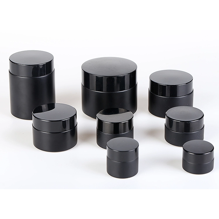 Matte Black Frosted Cosmetic Jar Set with Logo - 5ml-100ml 1