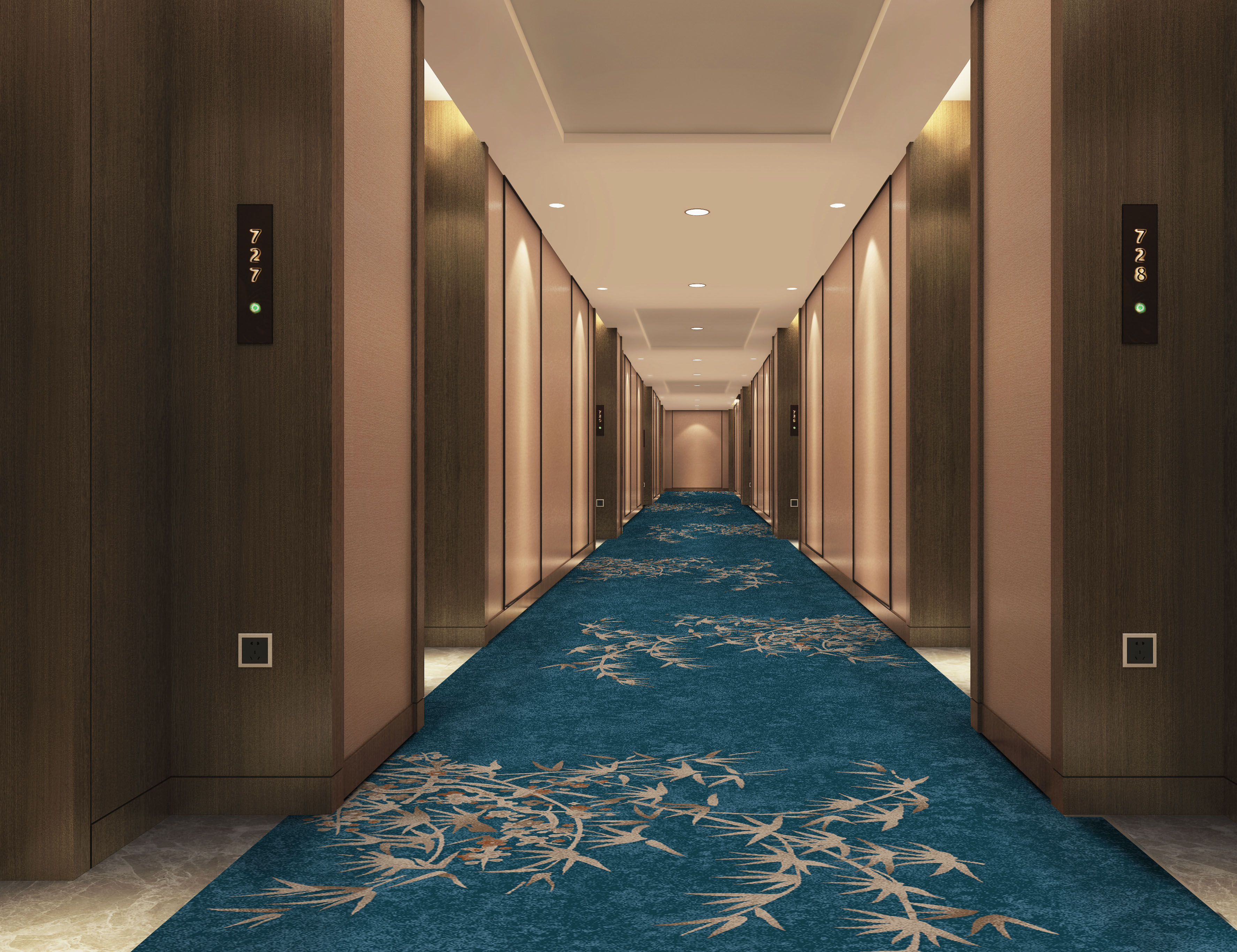 **Moquette e piastrelle in lana e nylon ignifughe per corridoi di hotel** 3