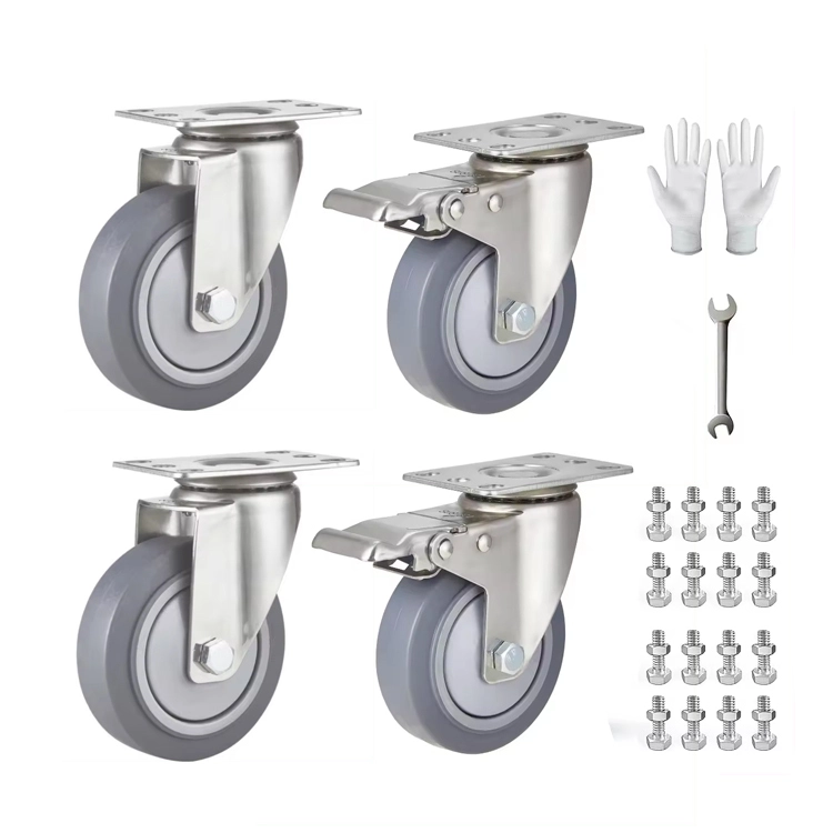 High Quality Plate Caster Wheels 4tpr 90kg Load Capacity Swivel Medium Duty Caster Running Wheels 1