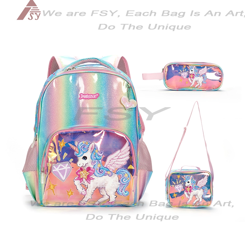 Children's Travel Backpack Girl 3 Pieces Backpack Sets Junior High School Pupils Leisure School Bag For Girls 1