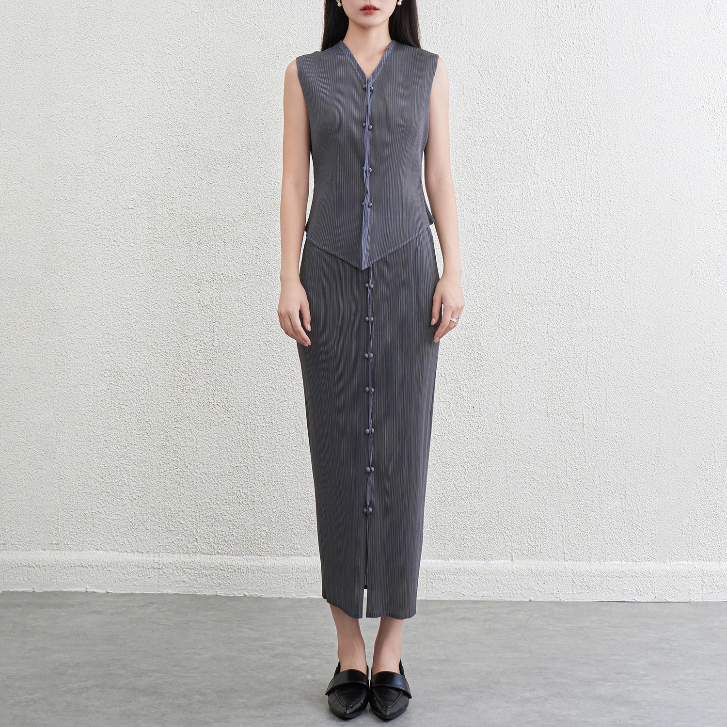 Fabrik Großhandel 2025 Damen Plissee Top Rock Zweiteiliges Set 1