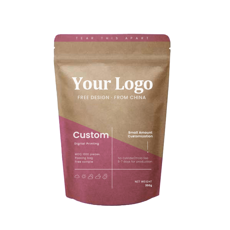 Custom Biodegradable Pbat Pla Compostable Food Grade Spice Coffee Tea Sanck Kraft Zipper Bag Ziplock Stand Up Paper Pouch 7