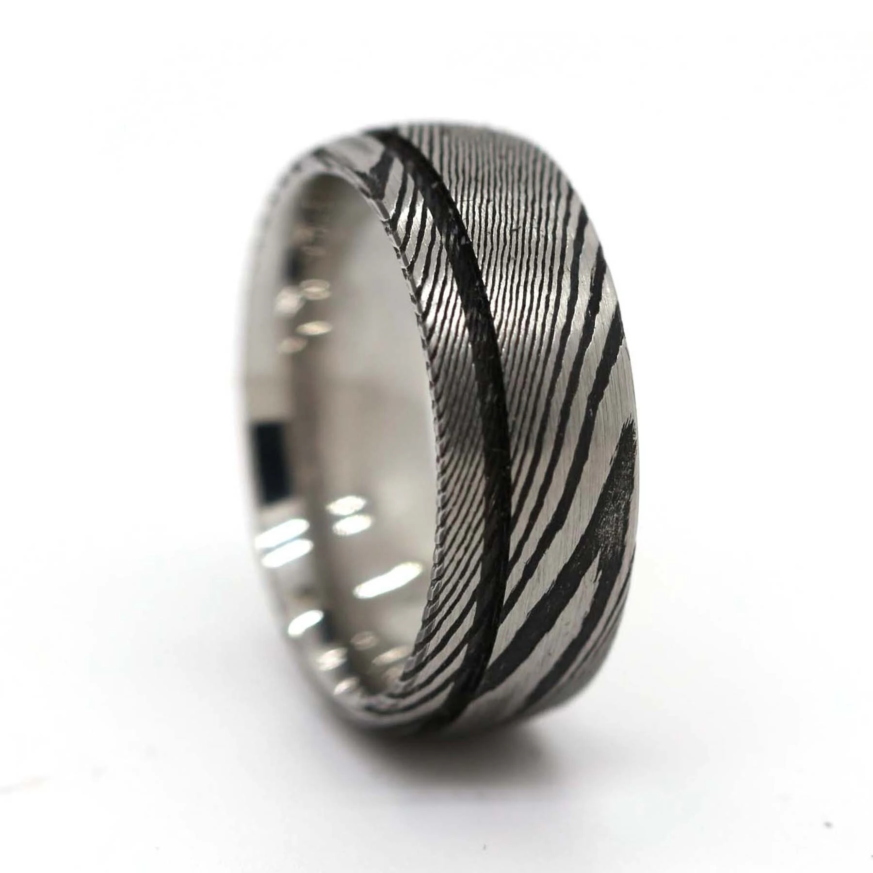 Anello in acciaio di Damasco a prezzo all'ingrosso / Anello in acciaio di Damasco personalizzato fatto a mano in vendita. Vendita di gioielli Brass Line. 1