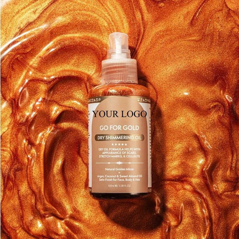 Mlm Custom Private Label Shimmer Body Oil For Skin Glow Natural Hydrating Body Oil With Fragrance & Glow Effect 1