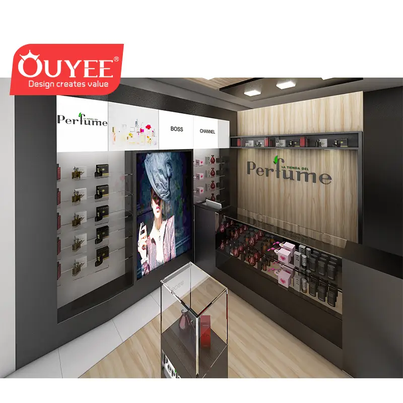 تصميم داخلي وعرض لمتجر بيع العطور بالتجزئة في سوق صغير 1