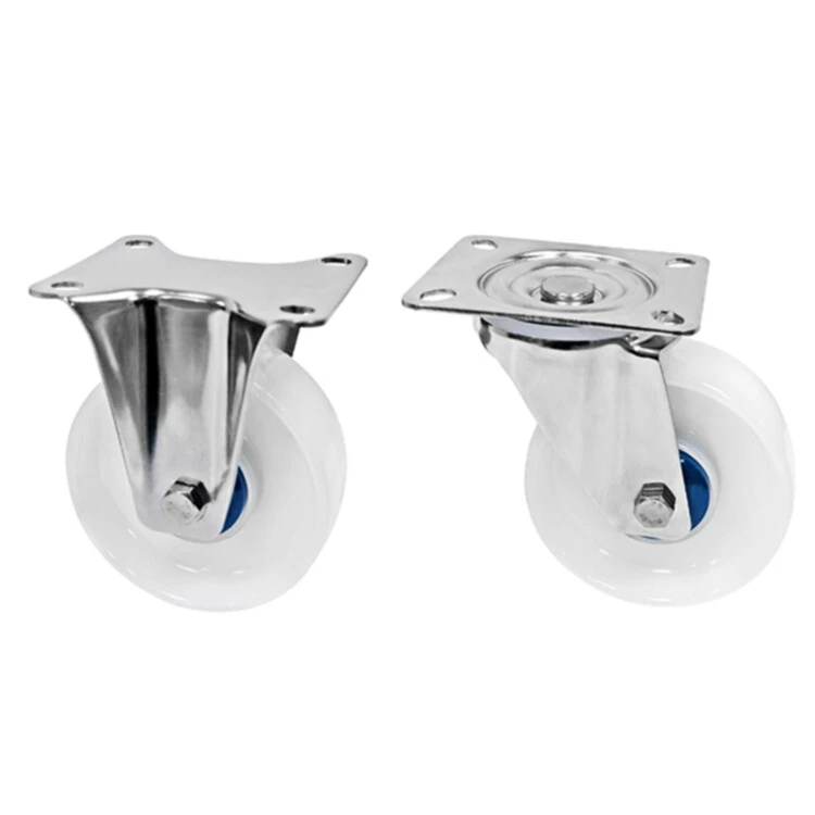 Industrial 3.5/4/5inch European Fixed Swivel Plate Caster 150-200kg Load White Pa Castor Wheel 1