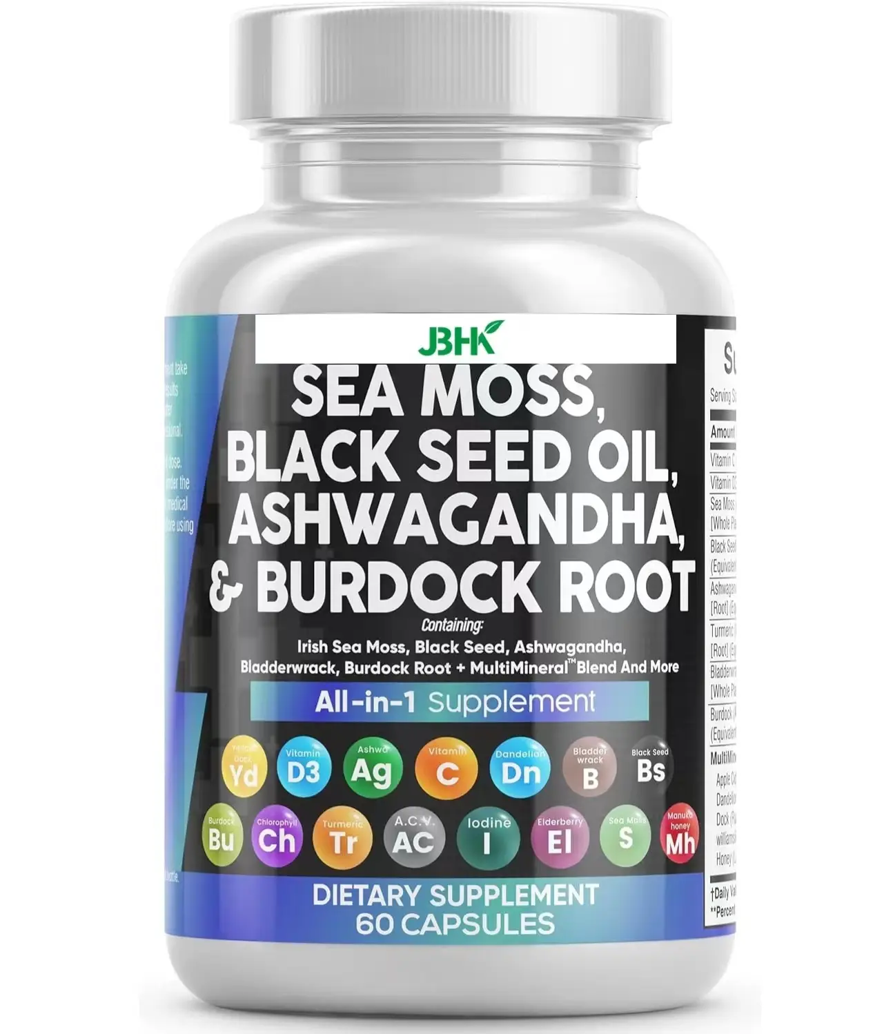 Sea Moss, Burdock & Bladderwrack Capsules - Energy, OEM/ODM 1