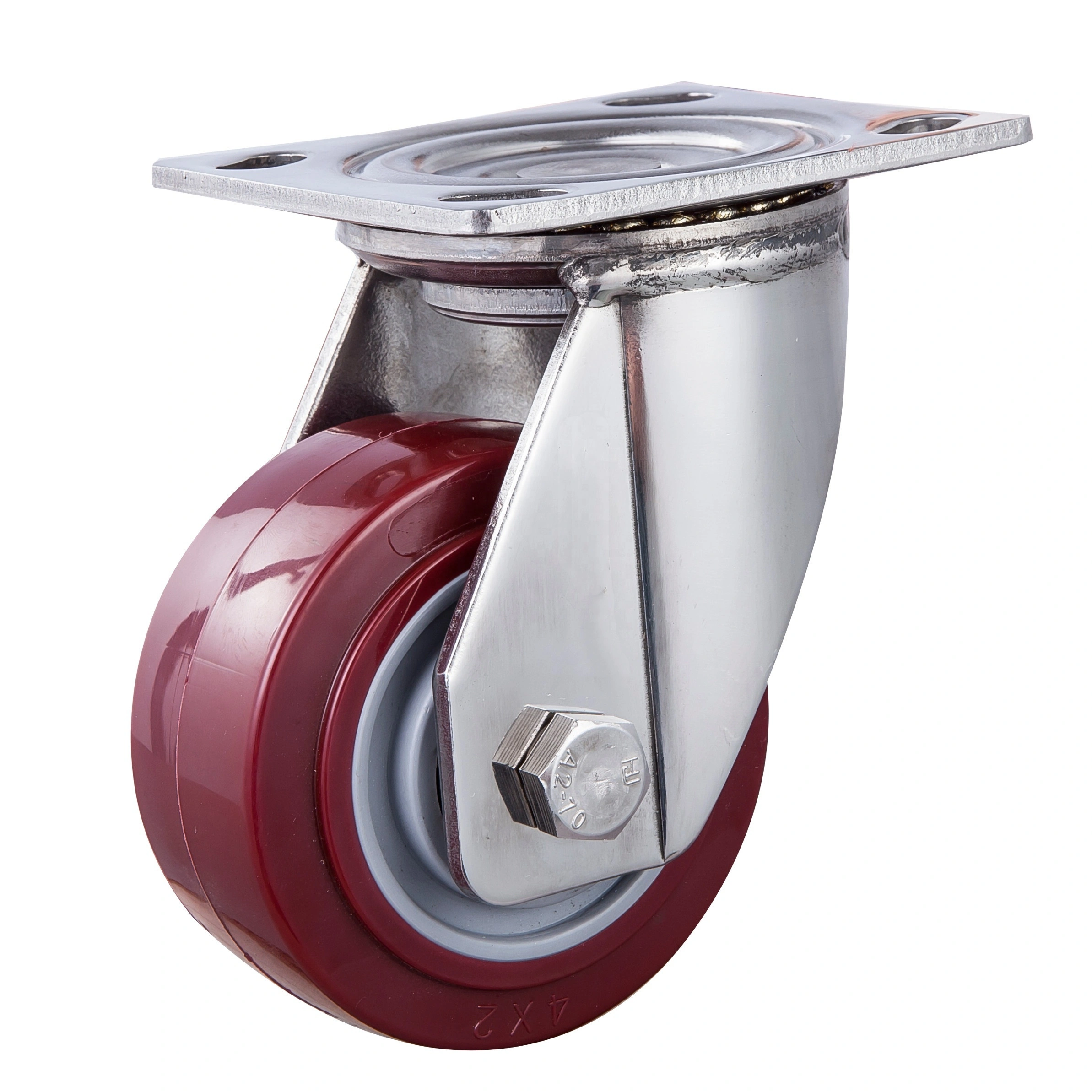 100 Mm 4 Inch Top Plate Swivel Total Brake And Lock Pu Polyurethane Stainless Steel Sus 404 Caster 1