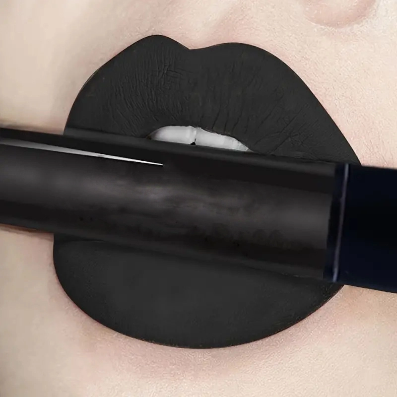 Mlm Custom Makeup 6 Colors Waterproof Customizable Matte Black Lipstick Non-stick Cup With Luxury Diamond Applicator 5g Stick 1