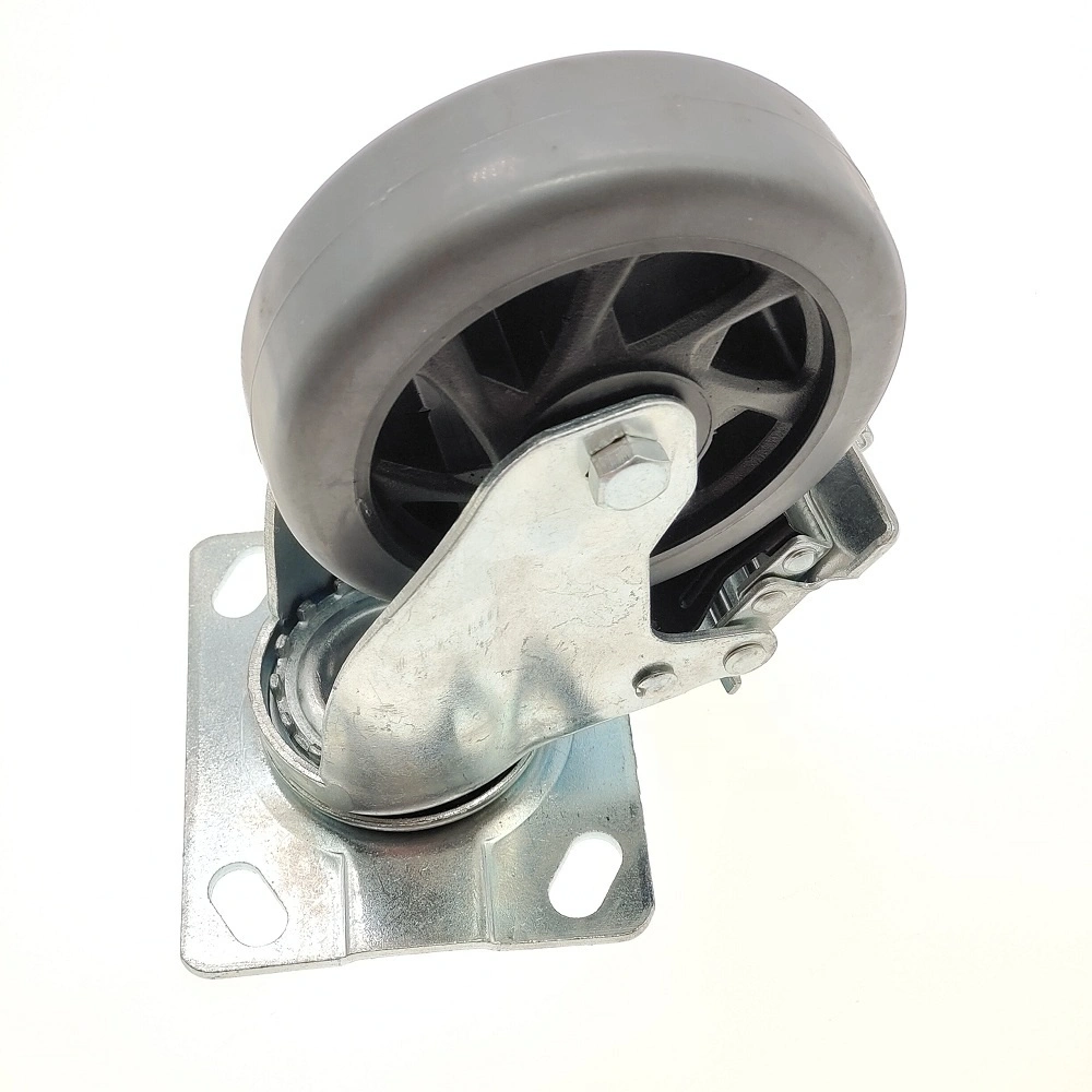4 Inch X 1 1/2 Inch Width Medium Heavy Duty Cart Quiet Gray Thermoplastic Rubber Tpr Swivel Lock Caster Wheels For Trolley 1