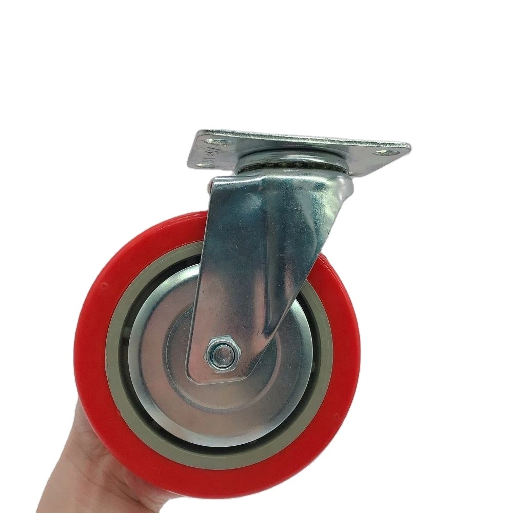 Medium Duty 3 4 5 Inch Casters Wheels Single Ball Bearing Red Pvc Universal Castor Wheel 1