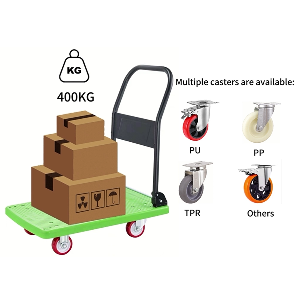 Wholesale Platform Portable Hand Truck Store Foldable Hand Trolley 4 Wheel Grocery Trolley Cart 1