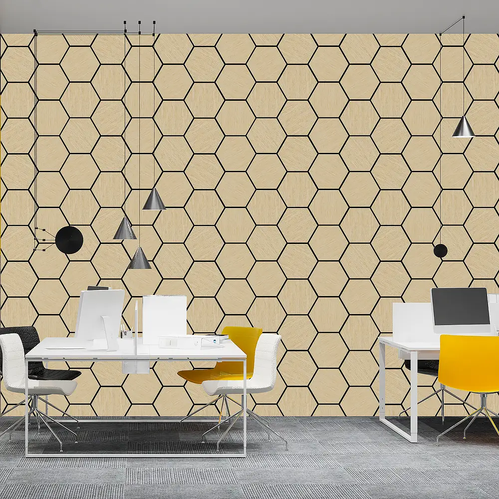Wooden Hexagon Acoustic Panels Honeycomb 3D Soundproof Wall Ceiling Panels 1